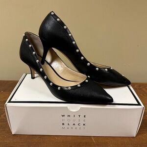 WHBM Phoebe Black Pearl Pumps Size 10